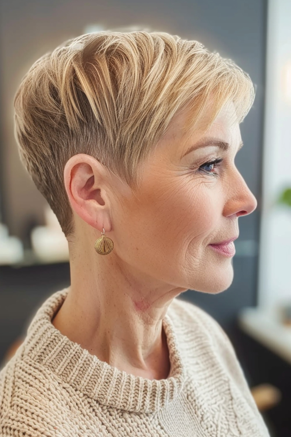 Textured pixie with tapered nape