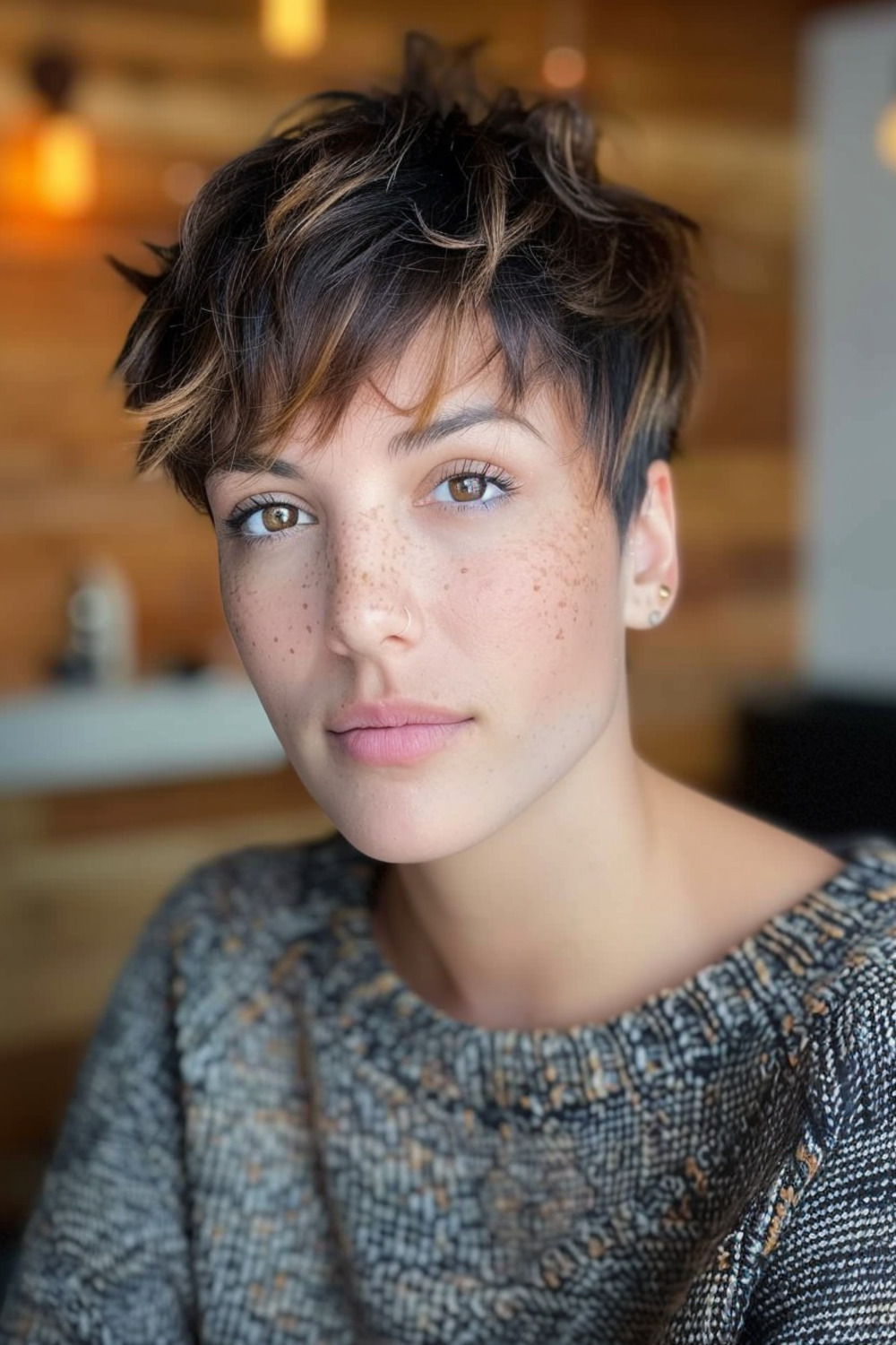 Textured pixie haircut with undone waves