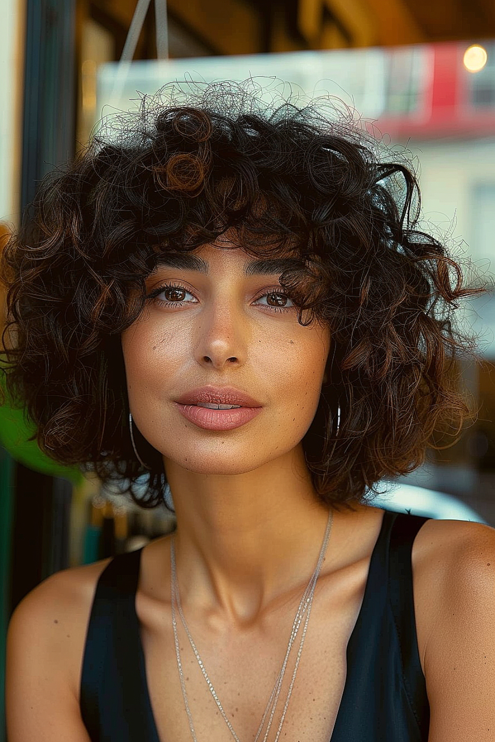 Thick curly bob with natural texture