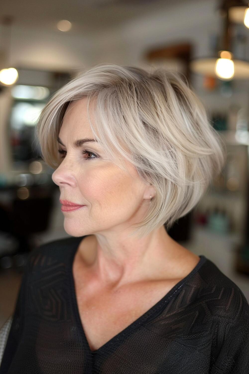 Inverted choppy bob hairstyle