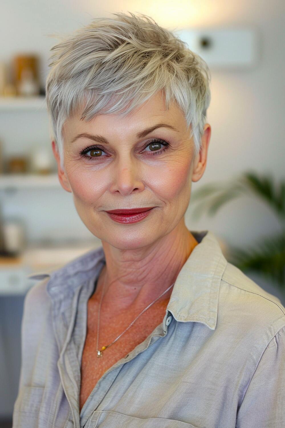 Short pixie hairstyle for women over 60