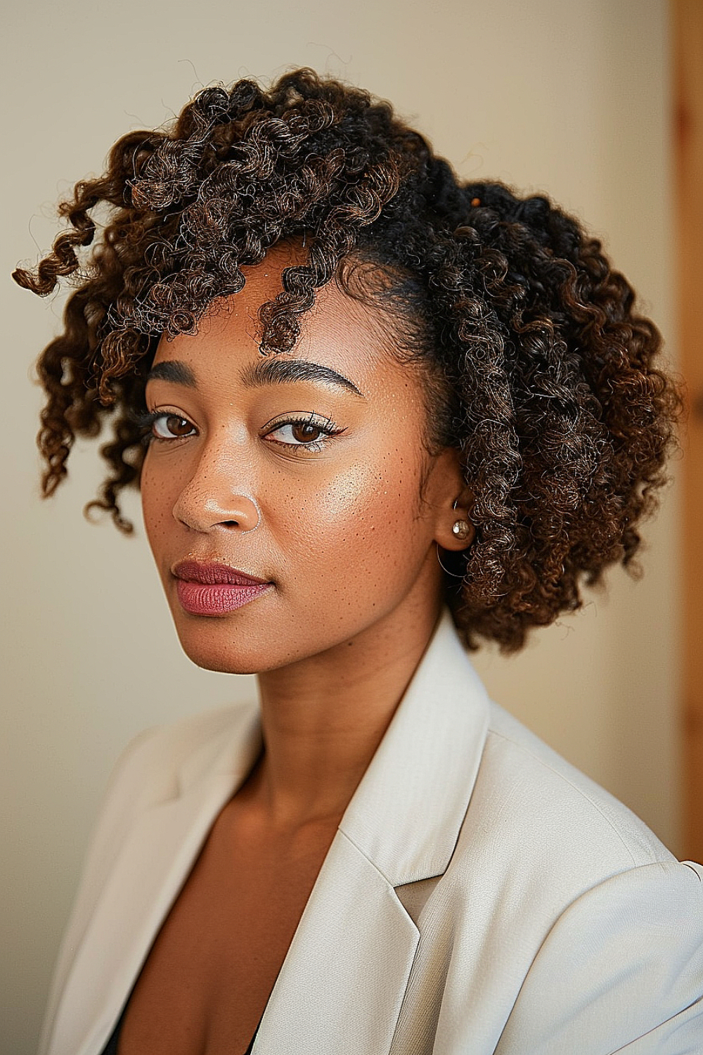 Twist-out bob with natural curls