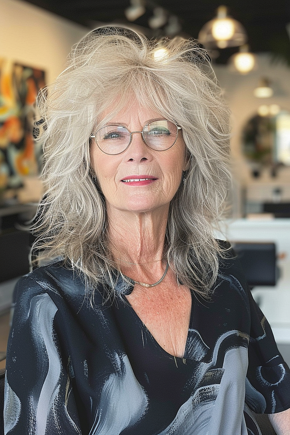 Ultra-soft shag haircut with delicate layers on a mature woman