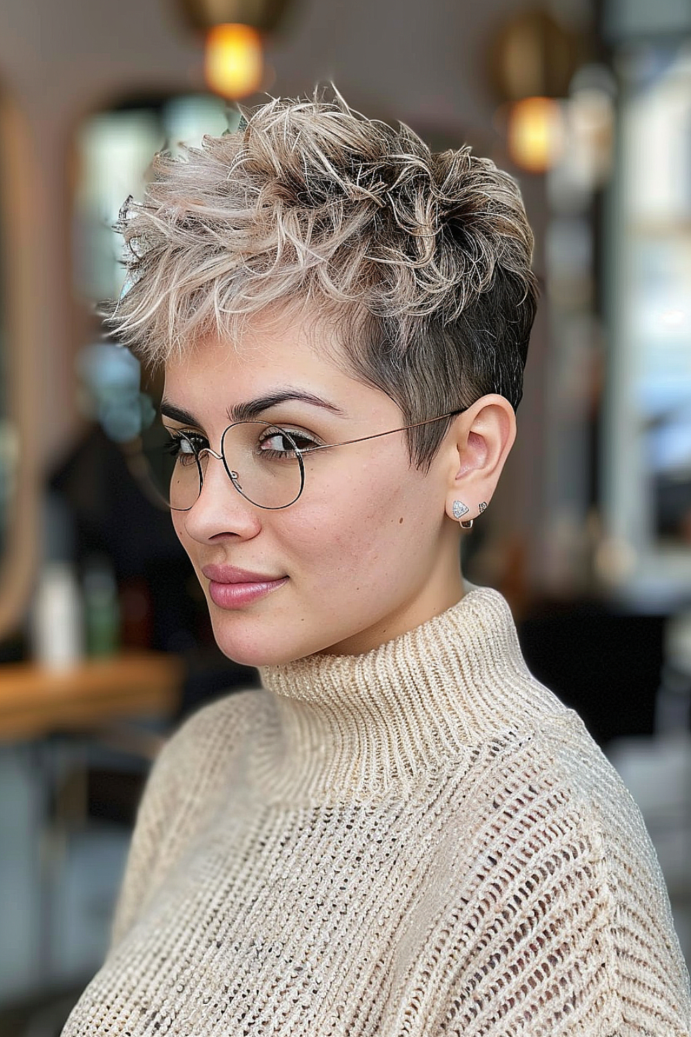 Very short tousled pixie with textured top and undercut