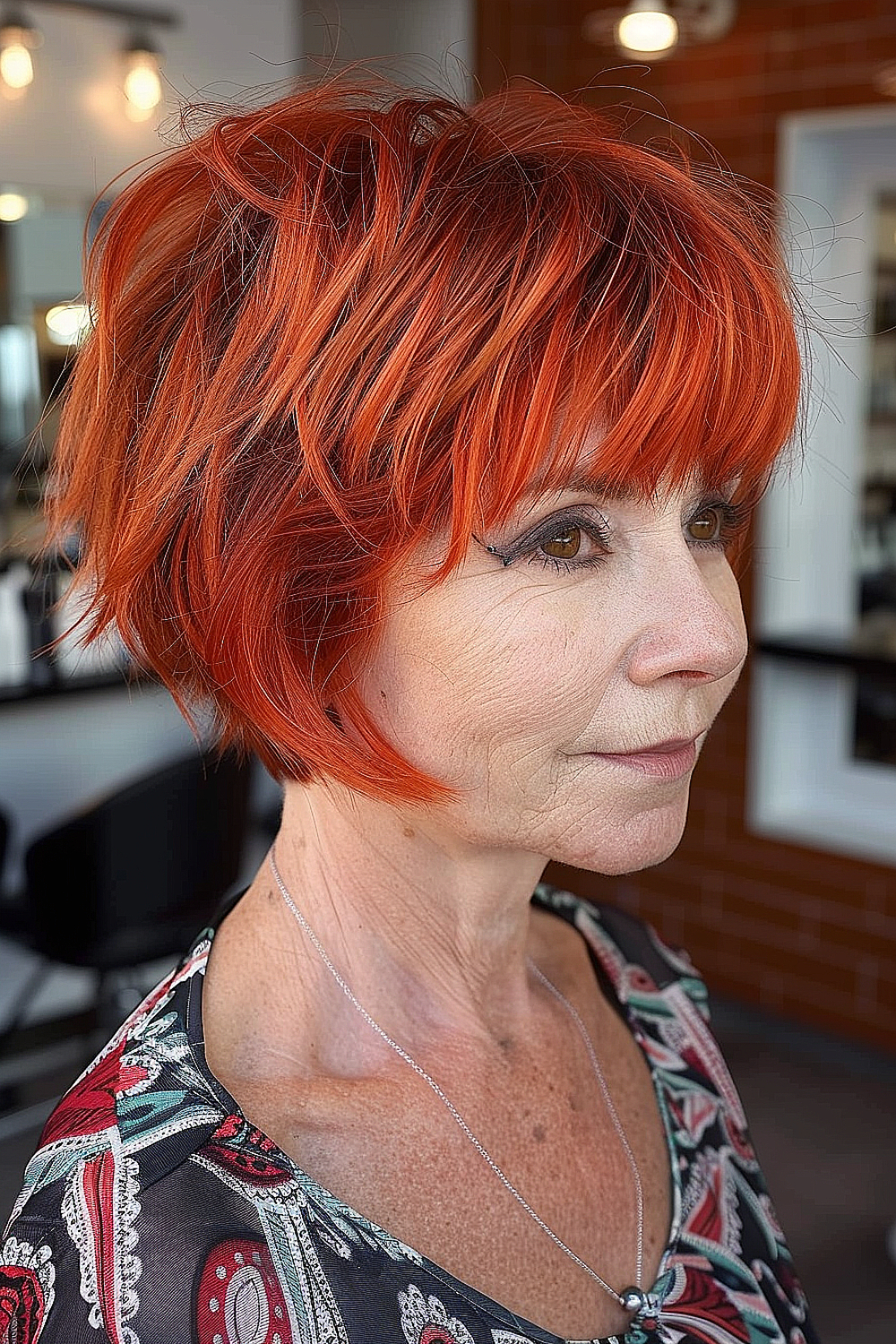 Vibrant red choppy bob