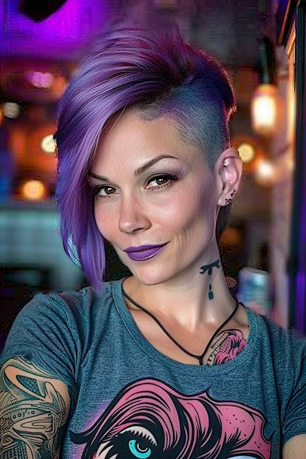 Vibrant violet lixie with edgy undercut