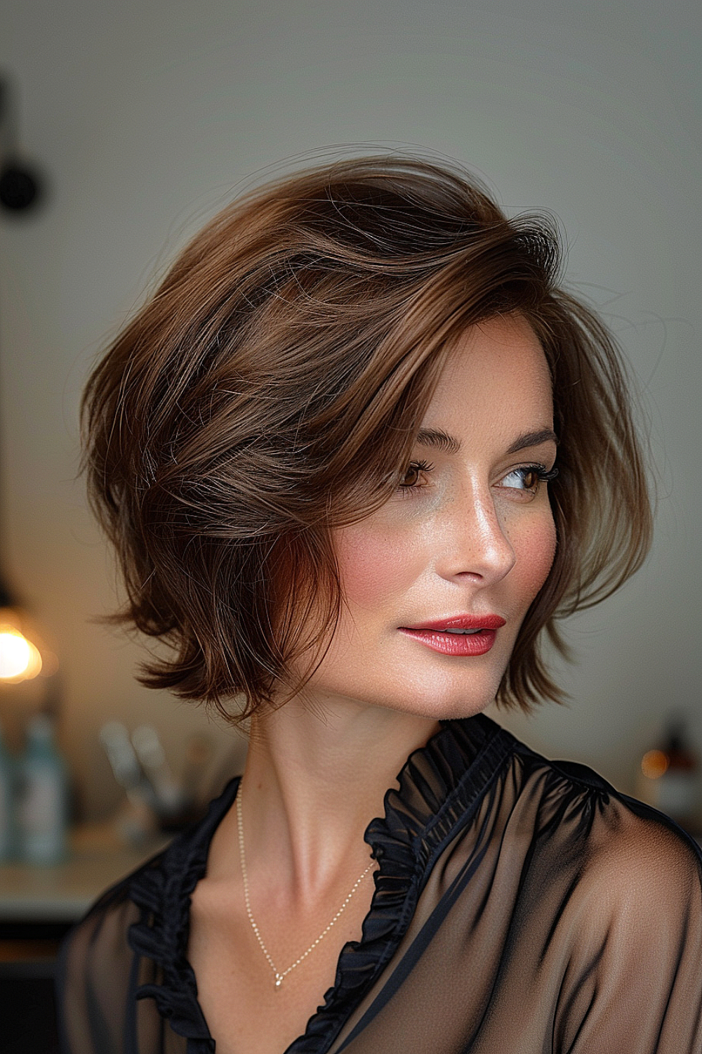 Voluminous layered bob for thin hair