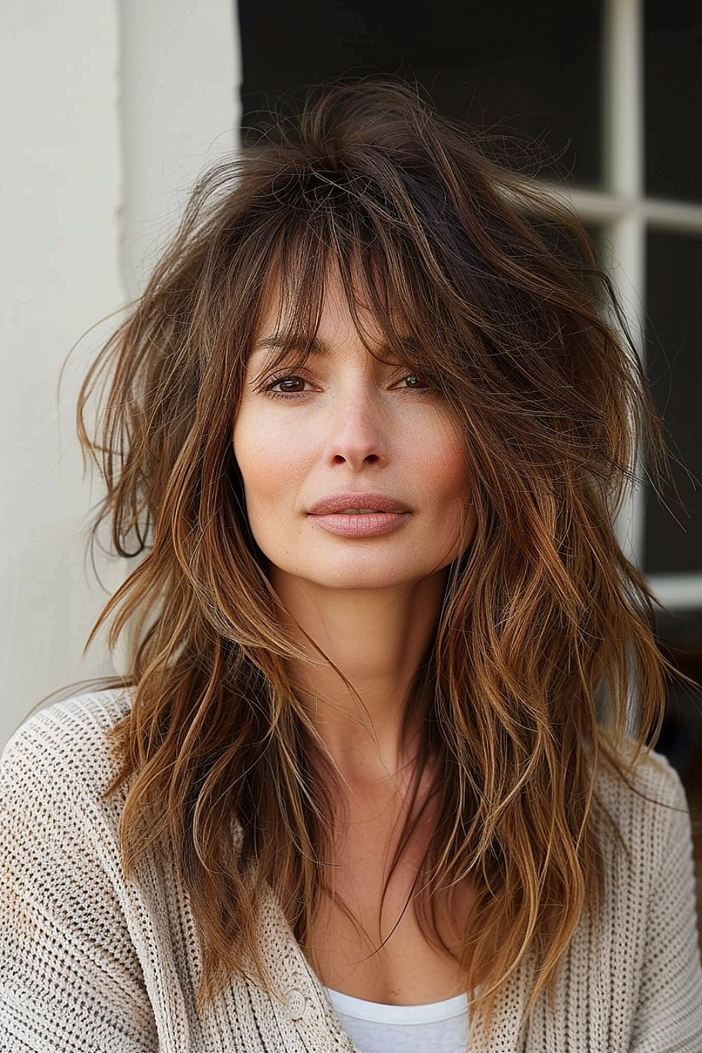 Voluminous layers with bushy bangs