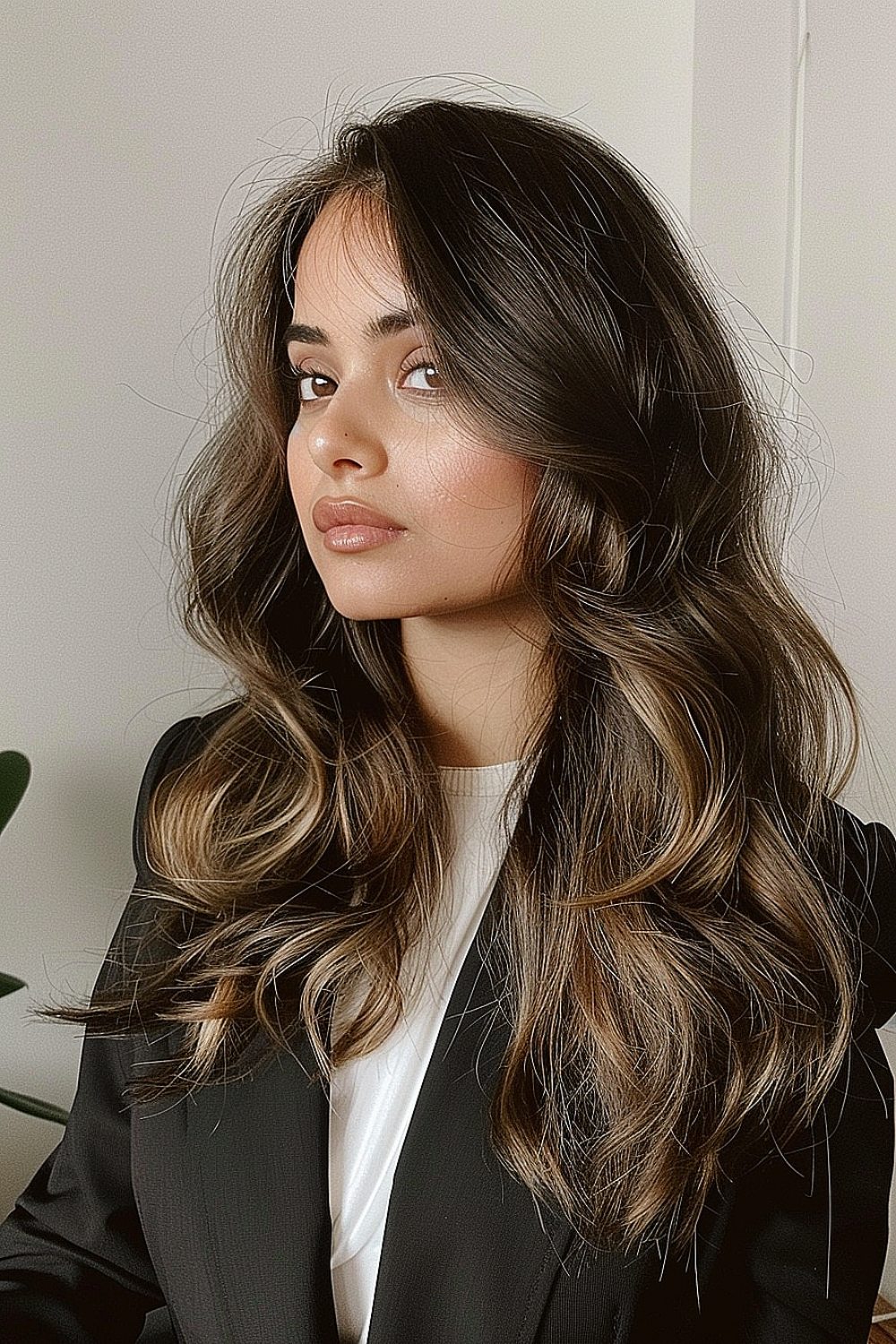 Long, voluminous soft waves with subtle highlights for fine hair