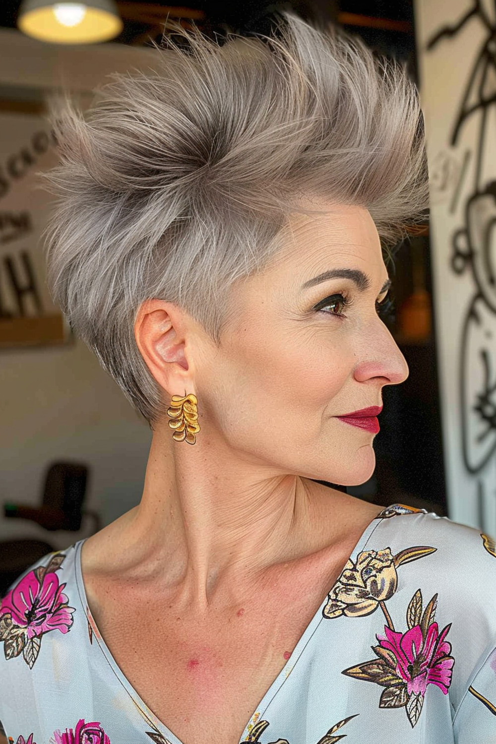 Voluminous spiky pixie for women over 50