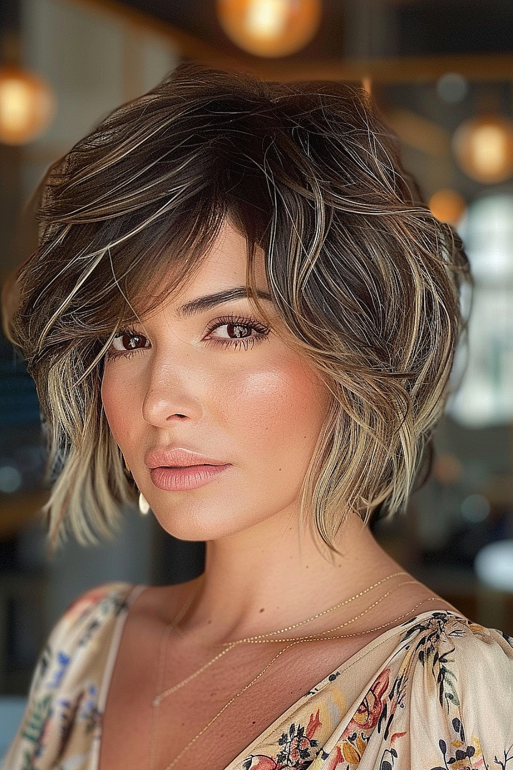 Wavy bob with side bangs