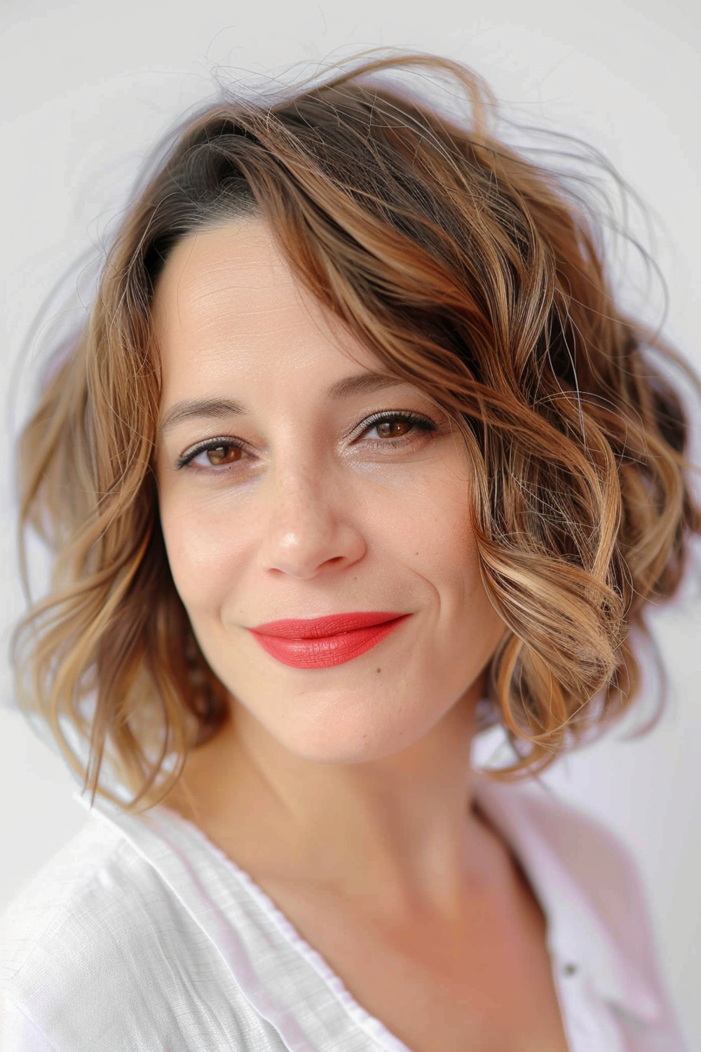 Wavy bob with side part for moms