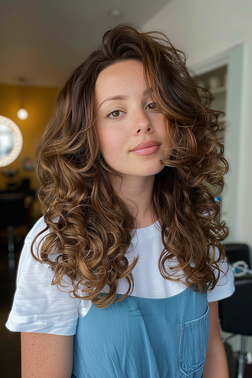 Wavy-curly hybrid cut for versatile styling