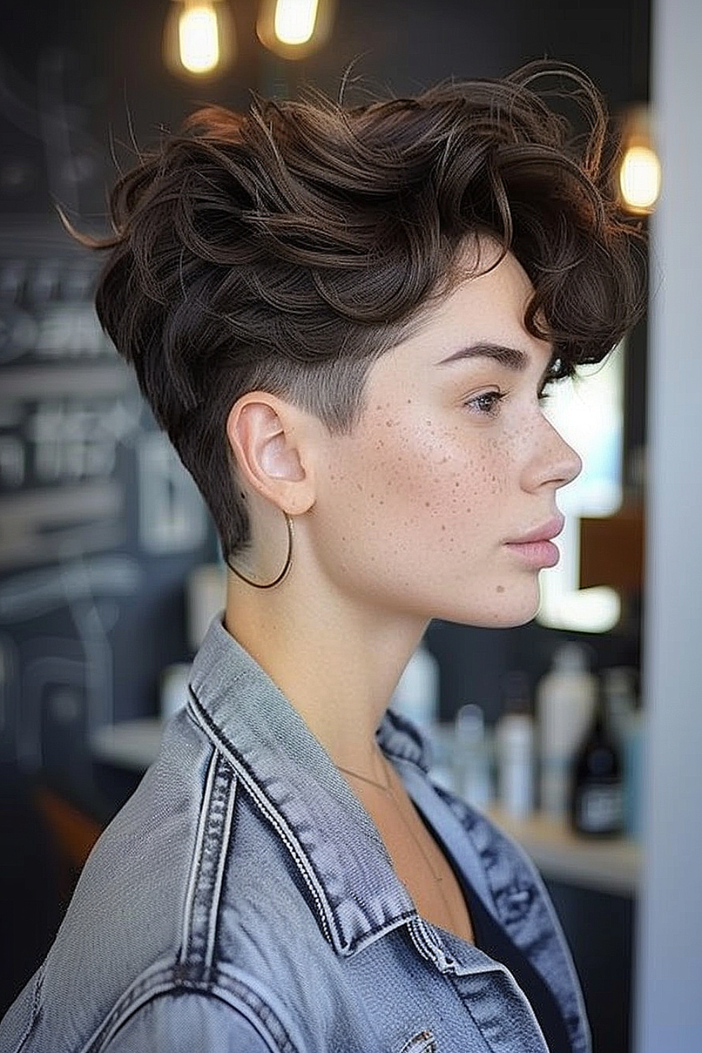 Wavy pixie with tapered sides