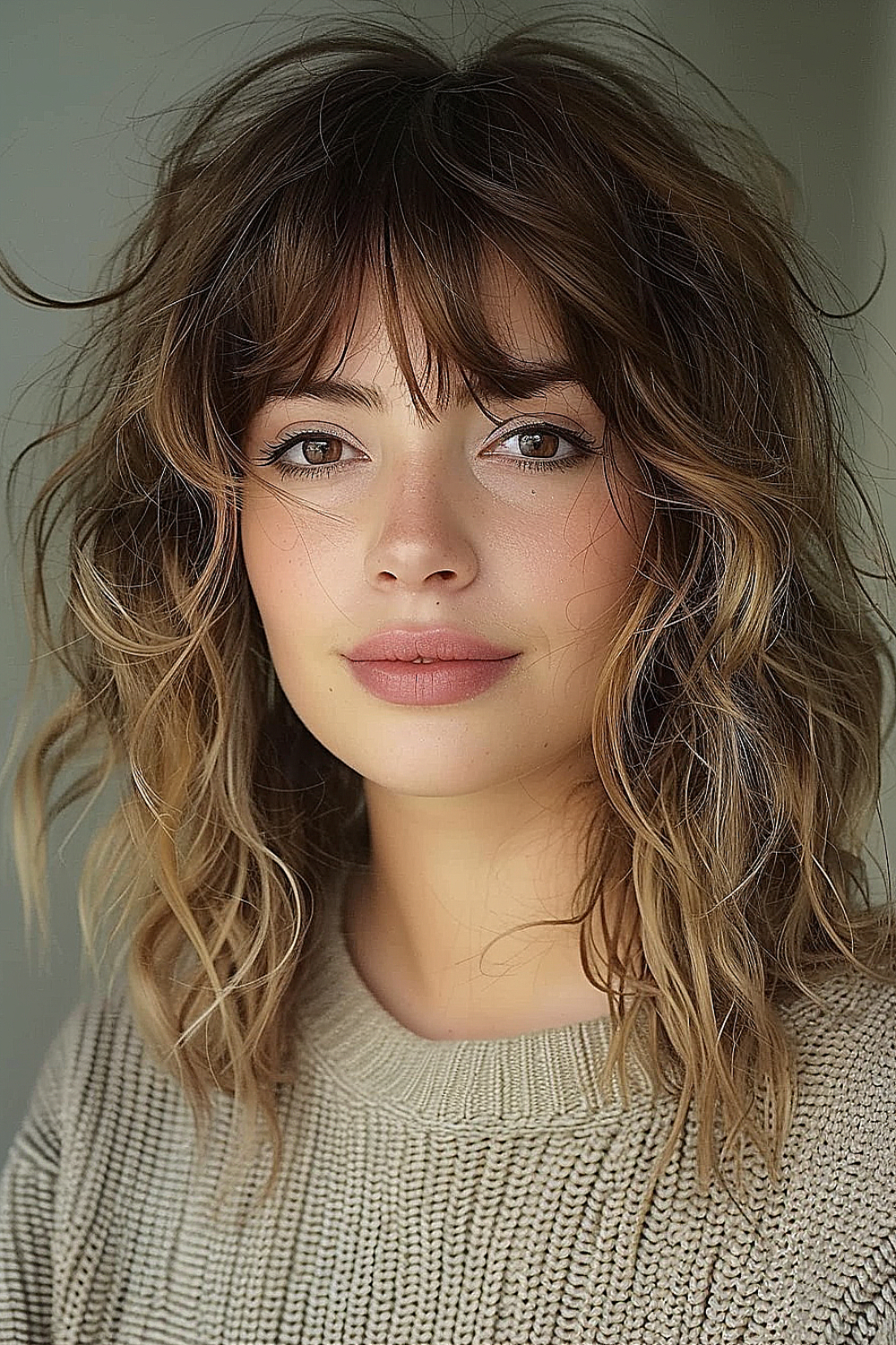 Wavy shag with tousled bangs for a carefree look