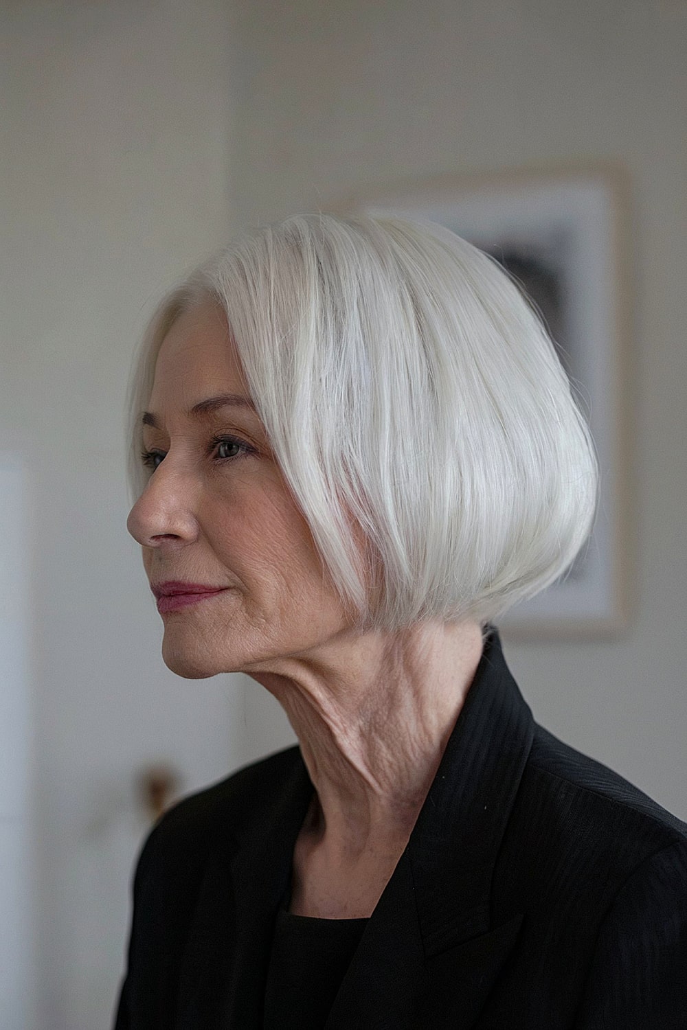 White hair bob for older women