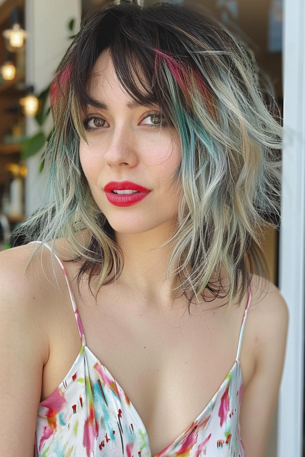 Wolf cut with pastel ombre highlights