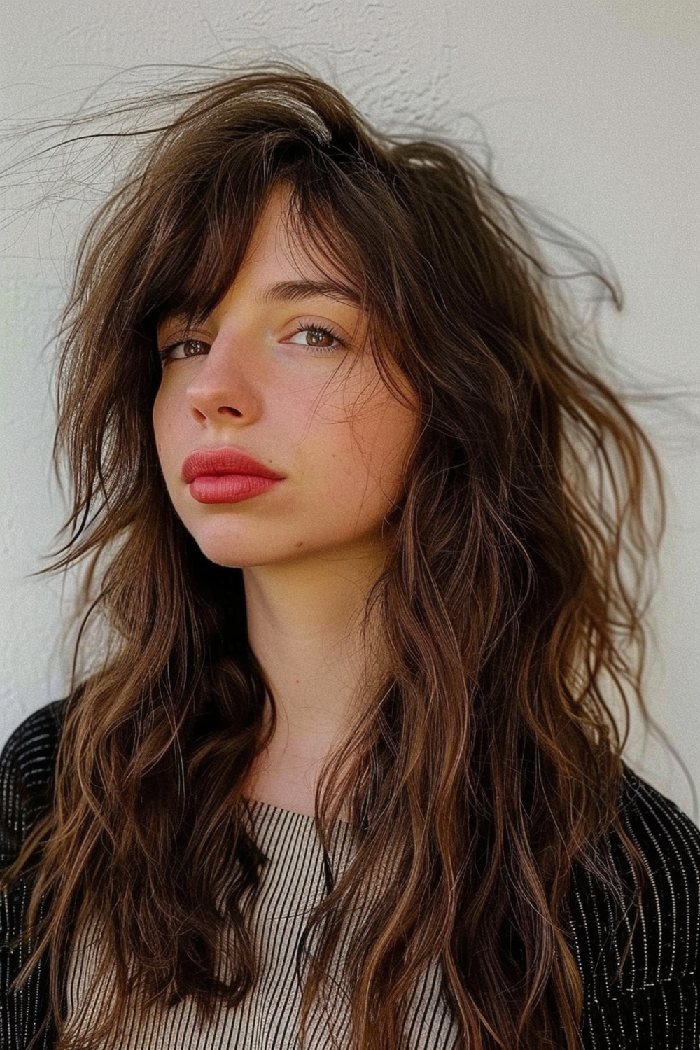 Wolf cut with tousled waves