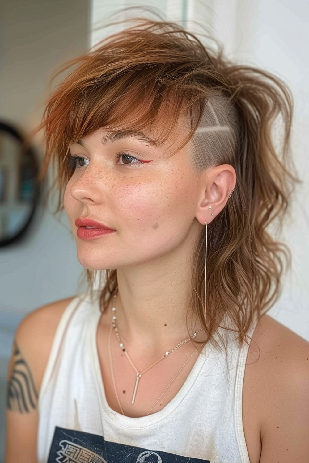 Wolf cut with undercut